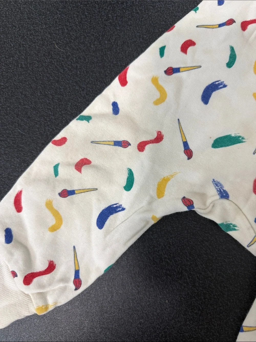 Kids Cream Sweatpants with Colorful Paintbrush Print
